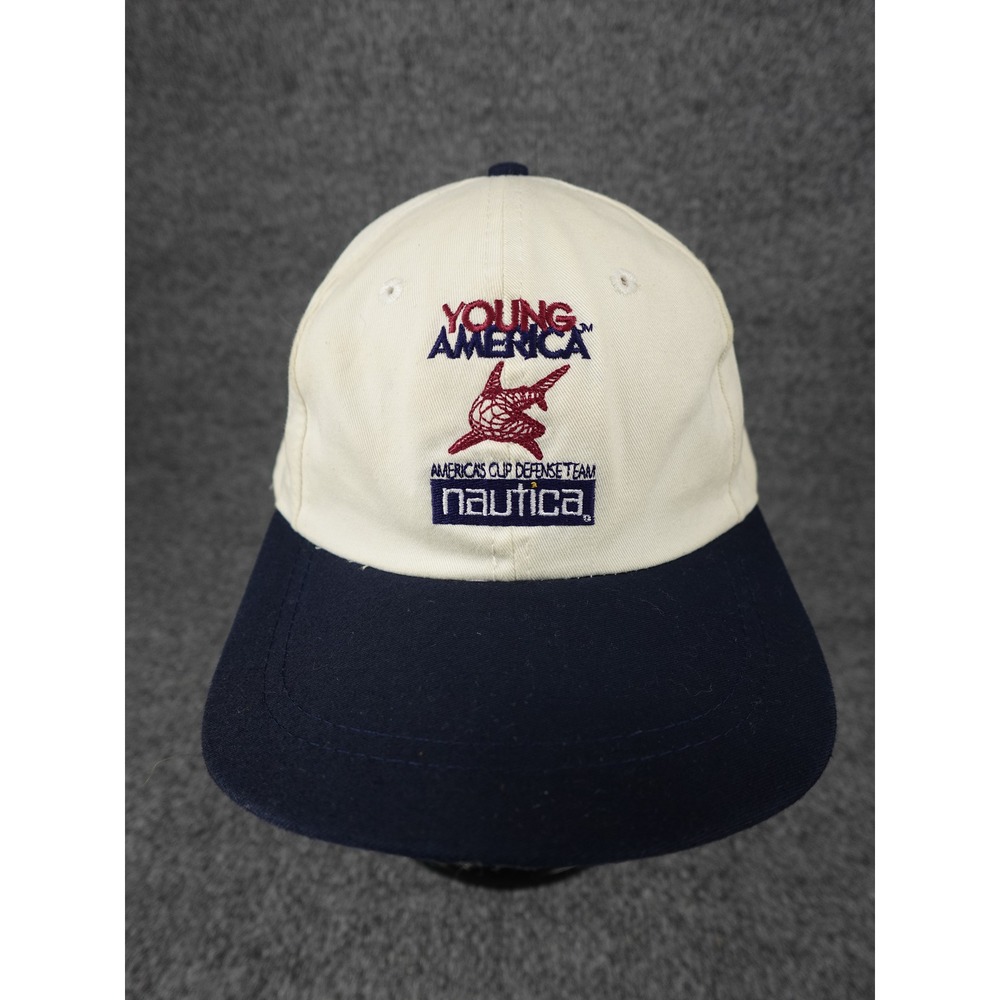 Nautica Hat Young America Americas Cup Defense Team OS Cream Navy Vintage Cap